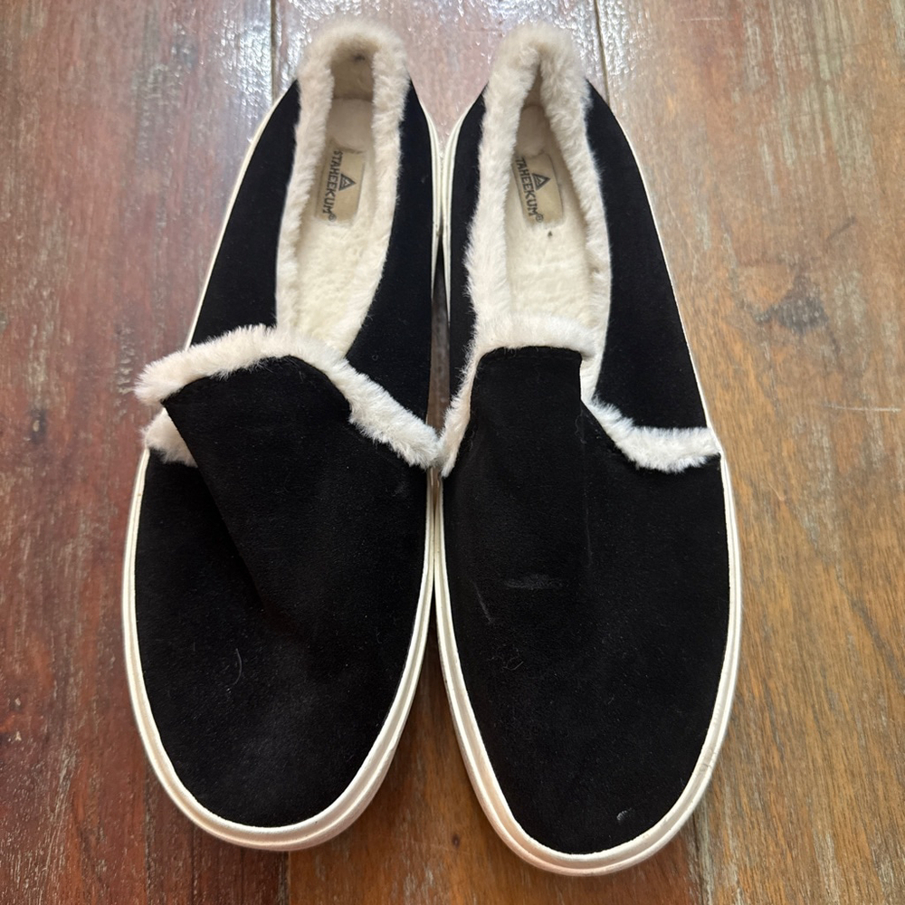 STAHEEKUM Women's Black White Cozy Mule Slippers Size 8